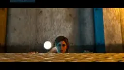 Lara Croft wird von hinten von einem Monsterhund gefickt, während sie auf allen Vieren auf einer Decke kniet
