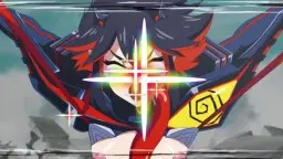 Anime-Mädchen mit schwarzen Haaren wird von roten Tentakeln in der Luft gefesselt und penetriert